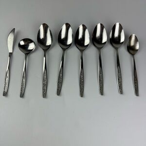 Ekco Eterna Stainless Flatware ROSE COTILLION 8 Piece Lot Spoons Knife